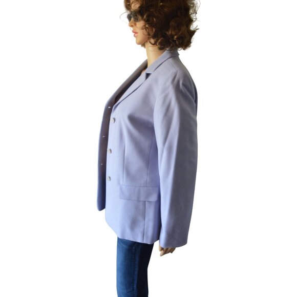 Vintage 90s Josephine Chaus Lavender Wool Blend Blazer Women's 10 Petite Pastel - Picture 3 of 9